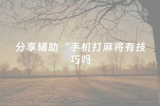 分享辅助“手机打麻将有技巧吗（专用辅牌神器免安装）