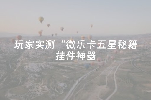 玩家实测“微乐卡五星秘籍挂件神器（助赢神器通用版）