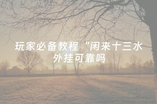 玩家必备教程“闲来十三水外挂可靠吗（助赢神器通用版）