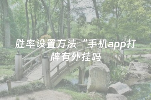 胜率设置方法“手机app打牌有外挂吗（专用辅牌神器免安装）