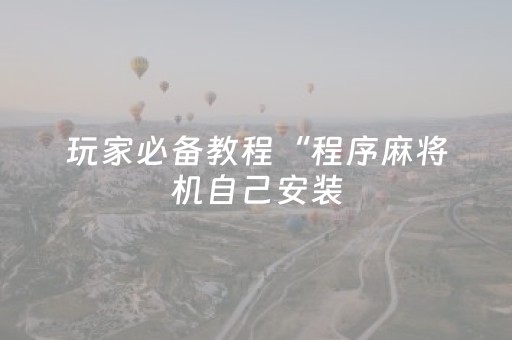 玩家必备教程“程序麻将机自己安装（专用辅牌神器免安装）