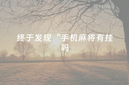 终于发现“手机麻将有挂吗（助赢神器通用版）