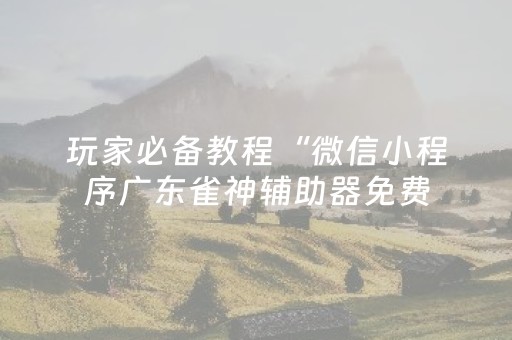 玩家必备教程“微信小程序广东雀神辅助器免费（助赢神器通用版）