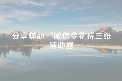 分享辅助“微信金花拼三张辅助器（助赢神器通用版）
