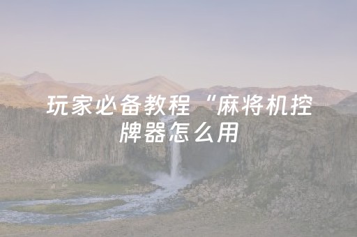 玩家必备教程“麻将机控牌器怎么用（助赢神器通用版）