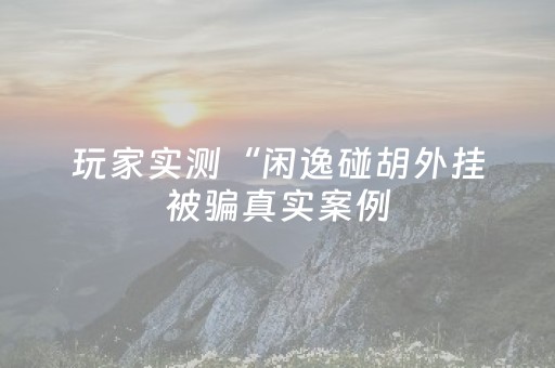 玩家实测“闲逸碰胡外挂被骗真实案例（专用辅牌神器免安装）