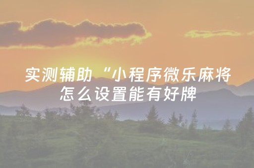实测辅助“小程序微乐麻将怎么设置能有好牌（助赢神器通用版）