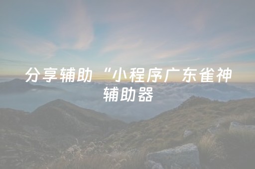 分享辅助“小程序广东雀神辅助器（助赢神器通用版）