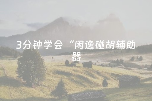 3分钟学会“闲逸碰胡辅助器（助赢神器通用版）