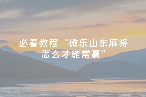 必看教程“微乐山东麻将怎么才能常赢”（详细透视教程）-哔哩哔哩