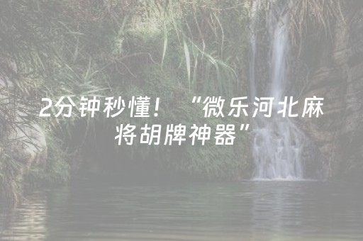 2分钟秒懂！“微乐河北麻将胡牌神器”（详细开挂教程）-哔哩哔哩