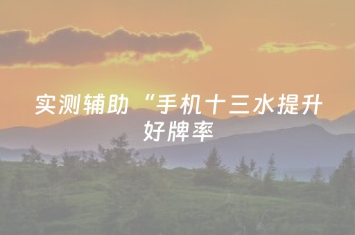 实测辅助“手机十三水提升好牌率（助赢神器通用版）