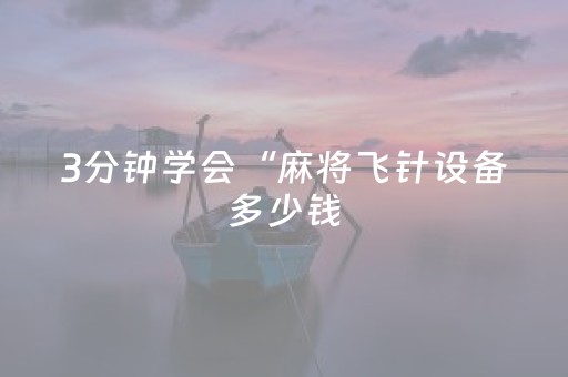 3分钟学会“麻将飞针设备多少钱（专用辅牌神器免安装）