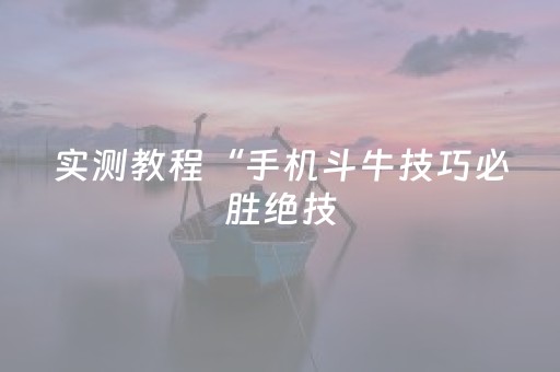 实测教程“手机斗牛技巧必胜绝技（助赢神器通用版）