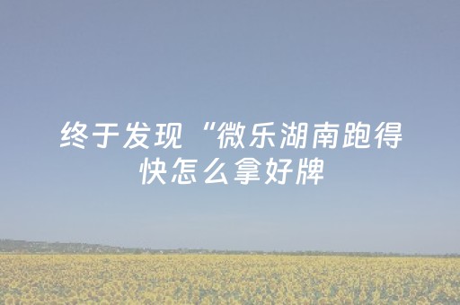 终于发现“微乐湖南跑得快怎么拿好牌（助赢神器通用版）