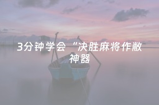 3分钟学会“决胜麻将作敝神器（专用辅牌神器免安装）