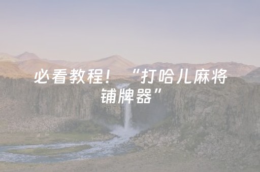 必看教程！“打哈儿麻将铺牌器”（详细辅助教程）-哔哩哔哩