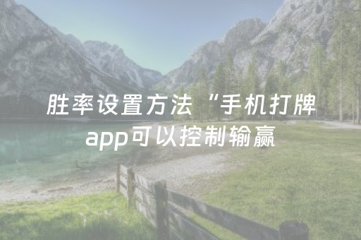 胜率设置方法“手机打牌app可以控制输赢（助赢神器通用版）