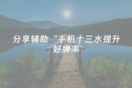 分享辅助“手机十三水提升好牌率（专用辅牌神器免安装）