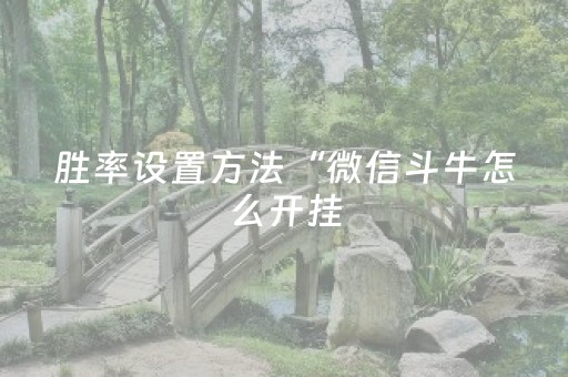 胜率设置方法“微信斗牛怎么开挂（专用辅牌神器免安装）