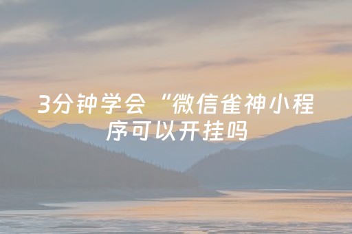 3分钟学会“微信雀神小程序可以开挂吗（专用辅牌神器免安装）