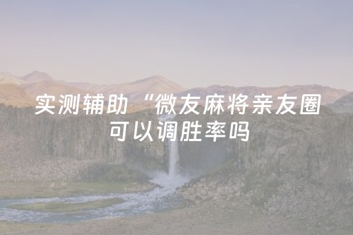 实测辅助“微友麻将亲友圈可以调胜率吗（专用辅牌神器免安装）