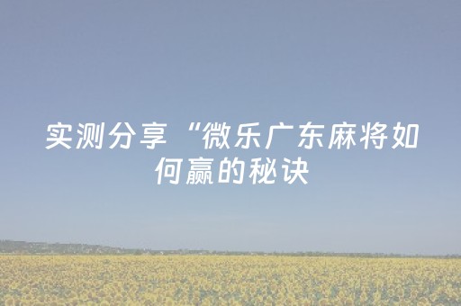 实测分享“微乐广东麻将如何赢的秘诀（专用辅牌神器免安装）