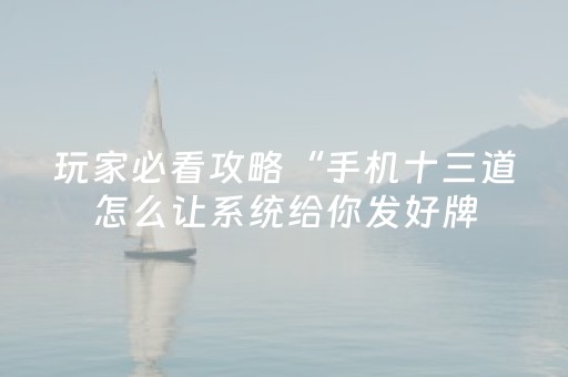 玩家必看攻略“手机十三道怎么让系统给你发好牌（专用辅牌神器免安装）