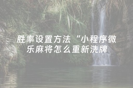 胜率设置方法“小程序微乐麻将怎么重新洗牌（专用辅牌神器免安装）