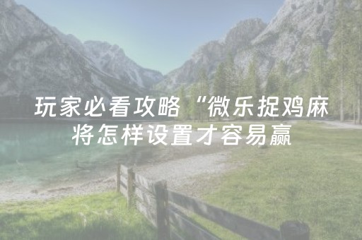 玩家必看攻略“微乐捉鸡麻将怎样设置才容易赢（专用辅牌神器免安装）