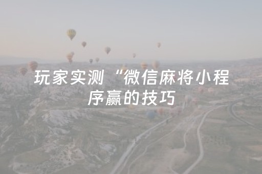 玩家实测“微信麻将小程序赢的技巧（专用辅牌神器免安装）