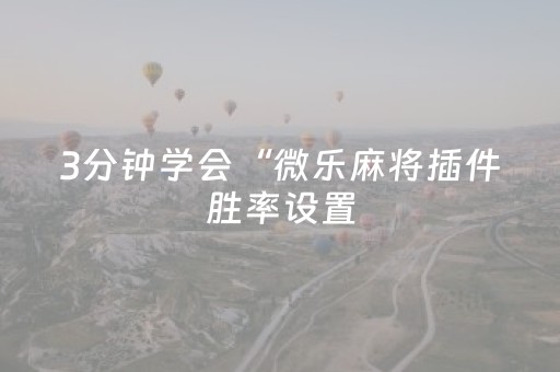 3分钟学会“微乐麻将插件胜率设置（助赢神器通用版）