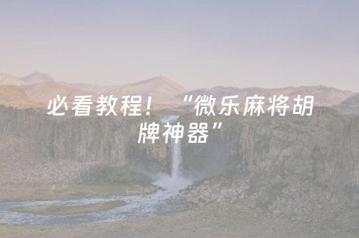 必看教程！“微乐麻将胡牌神器”（详细开挂教程）-哔哩哔哩
