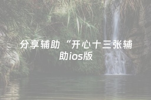 分享辅助“开心十三张辅助ios版（专用辅牌神器免安装）