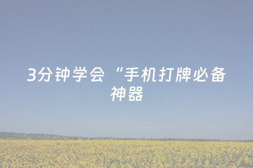 3分钟学会“手机打牌必备神器（助赢神器通用版）