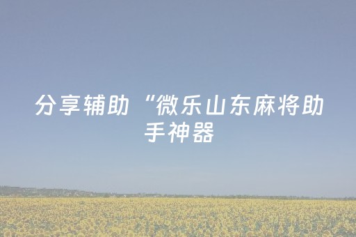 分享辅助“微乐山东麻将助手神器（助赢神器通用版）