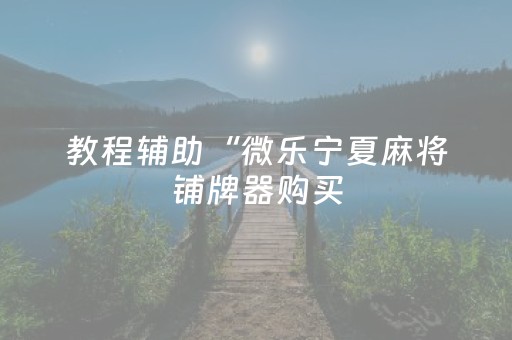 教程辅助“微乐宁夏麻将铺牌器购买（助赢神器通用版）