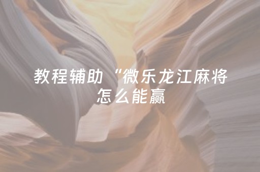 教程辅助“微乐龙江麻将怎么能赢（专用辅牌神器免安装）