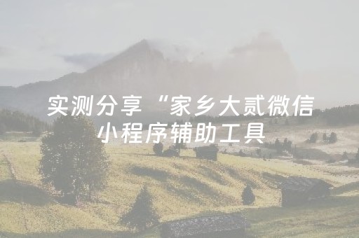 实测分享“家乡大贰微信小程序辅助工具（助赢神器通用版）