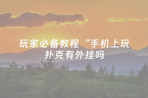 玩家必备教程“手机上玩扑克有外挂吗（专用辅牌神器免安装）