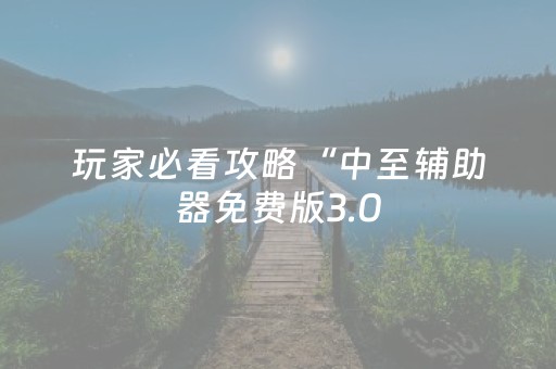 玩家必看攻略“中至辅助器免费版3.0（专用辅牌神器免安装）