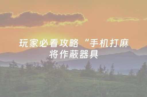 玩家必看攻略“手机打麻将作蔽器具（助赢神器通用版）