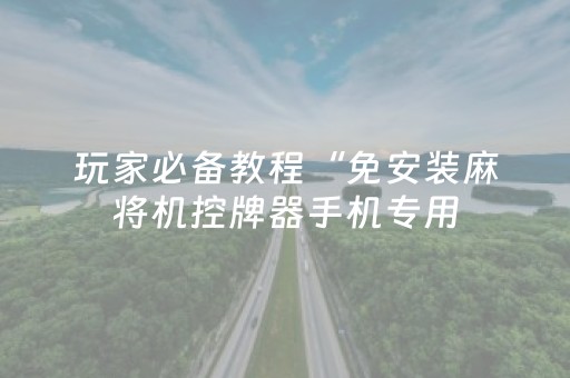 玩家必备教程“免安装麻将机控牌器手机专用（专用辅牌神器免安装）