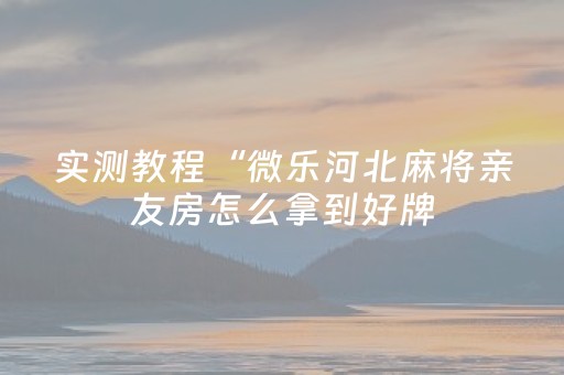 实测教程“微乐河北麻将亲友房怎么拿到好牌（助赢神器通用版）