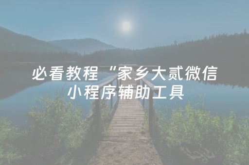 必看教程“家乡大贰微信小程序辅助工具（专用辅牌神器免安装）