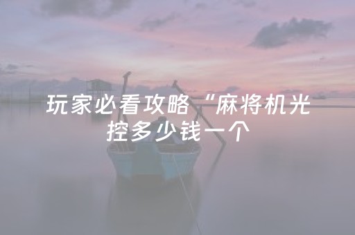 玩家必看攻略“麻将机光控多少钱一个（助赢神器通用版）