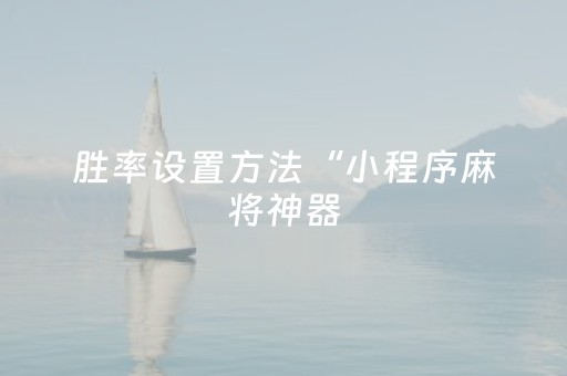 胜率设置方法“小程序麻将神器（助赢神器通用版）