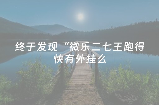 终于发现“微乐二七王跑得快有外挂么（专用辅牌神器免安装）