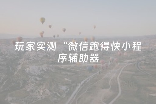 玩家实测“微信跑得快小程序辅助器（专用辅牌神器免安装）