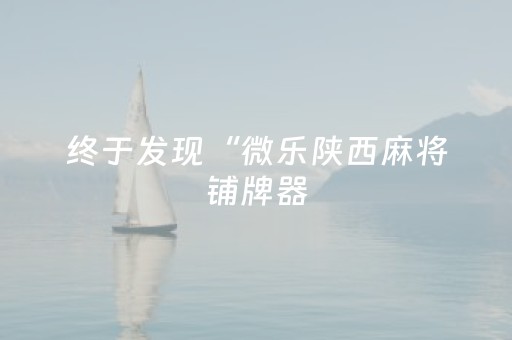 终于发现“微乐陕西麻将铺牌器（专用辅牌神器免安装）